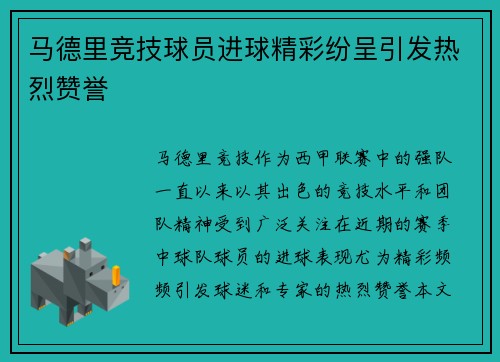 马德里竞技球员进球精彩纷呈引发热烈赞誉